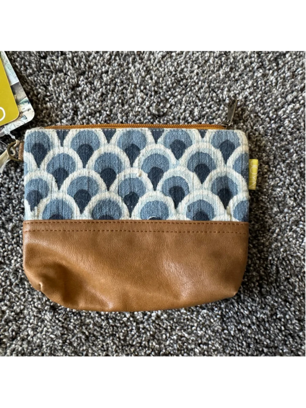 Women's JOYN Blue & Brown Patterned Cotton Cosmetic/Accessory Pouch NWT